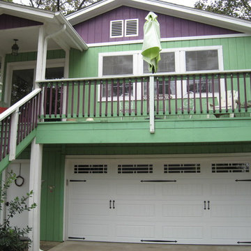 Carriage House Overhead Garage Door on Eclectic Austin Home