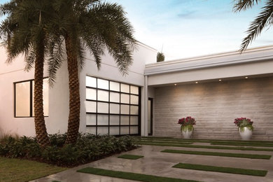 Medium sized contemporary attached double garage in Miami.