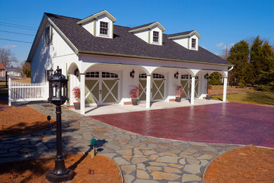 Large rural detached carport in New York with three or more cars.