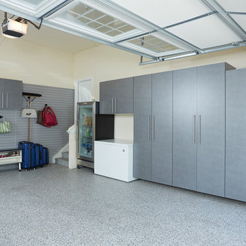 Contemporary Garage Storage and Flooring