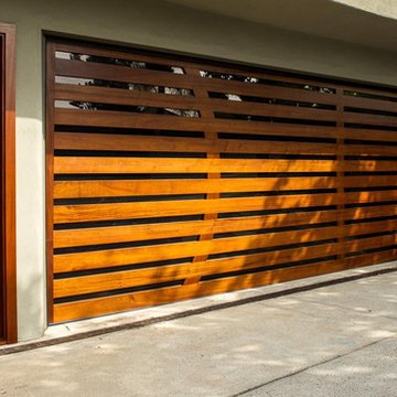 Contemporary Glass & Wood Garage Door - Bel Air, CA