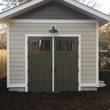 Craftsman Garage with Carraige Doors and Finished Interior