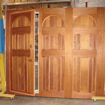 Custom Wood Face WalkThru Garage Doors