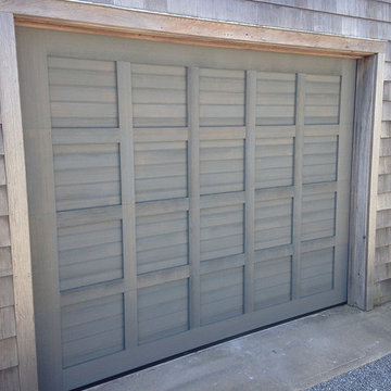Custom Wood Garage Doors with antiquing process
