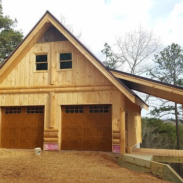 Detached garage Hybrid log/stick frame