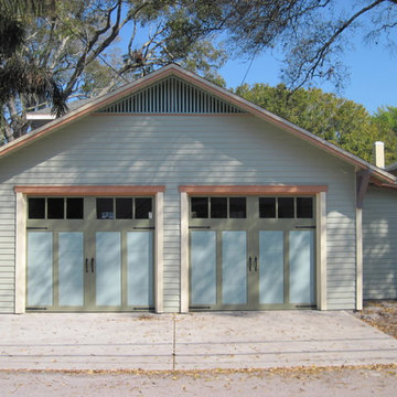 Detached two-car garage with workshop