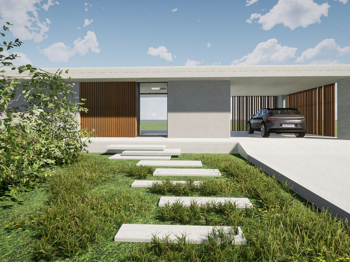 Large trendy attached two-car carport photo