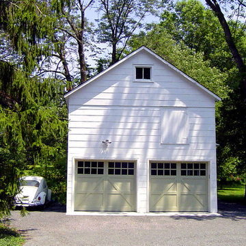 Garage Addition with Green Doors