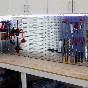 Garage Pegboard with LED Light Accents - Wall Control Metallic Pegboard