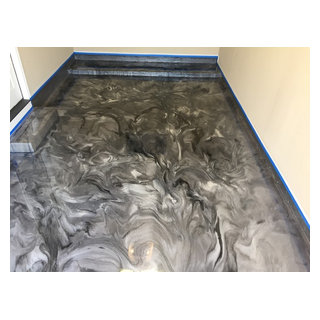 Grey pearl and black metallic epoxy garage floor - Modern - Garage ...