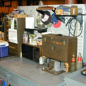 Heavy duty industrial metal pegboard creating a great tool board work area in an