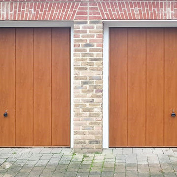 Hormann Vertical Retractable Garage Doors in Golden Oak