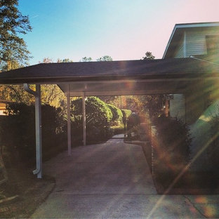 Inspiration för små moderna tillbyggda enbils carportar