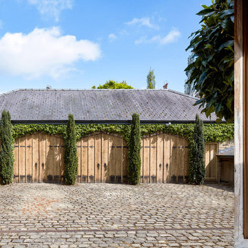 Large oak garage double doors.