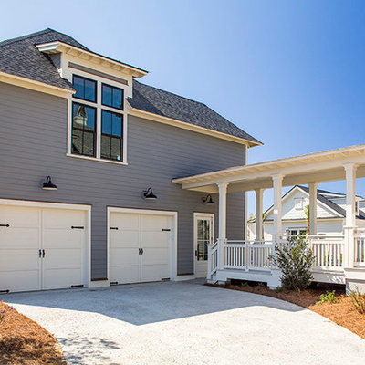 Garage - large coastal detached two-car garage idea in Charleston