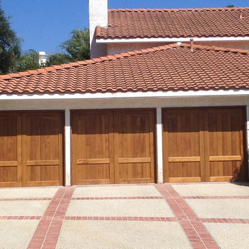 Mediterranean Spanish Contemporary Wood Custom Garage Doors