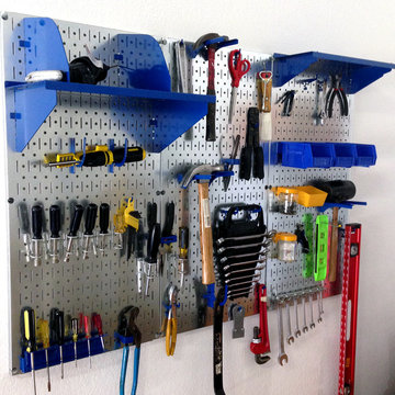 Metallic Pegboard with Blue Peg Board Accessories Look Great!