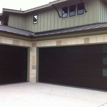 Modern homes with customized real-wood overhead garage doors