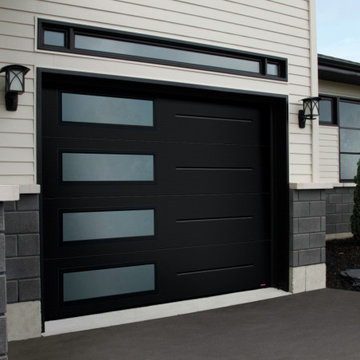 Modern Residential Garage Door Installation-Windows on the Side Door.