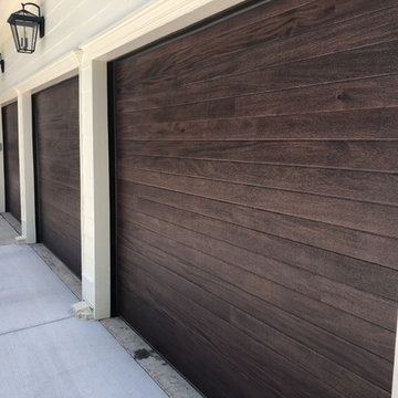 Modern Steel Faux Wood Plank Garage Door