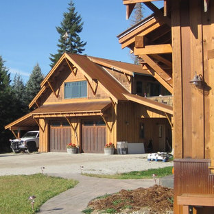 Garage - mid-sized rustic detached two-car garage idea in Seattle