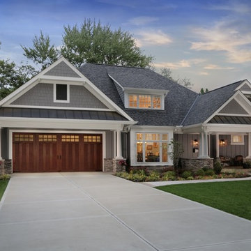 New Craftsman Exterior with Faux Wood Garage Door