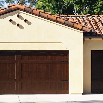 NEW HOUSE - SPANISH GARAGE DOORS UP CLOSE