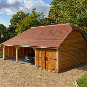 Oak framed garage barns and buildings.