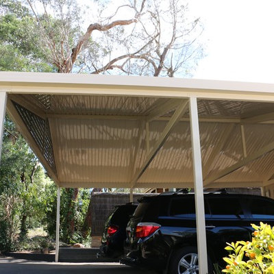 Example of a large minimalist detached two-car carport design in Melbourne