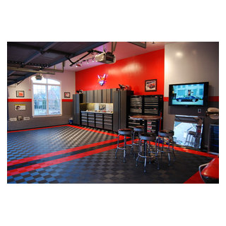 Red Hot Home Garage with RaceDeck® Garage Flooring - Garage - Salt Lake  City - by RaceDeck | Houzz
