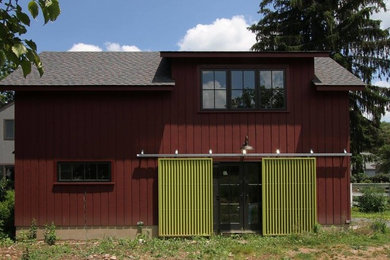 Design ideas for a medium sized farmhouse detached single garage in New York.