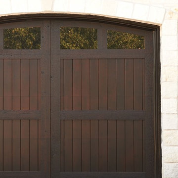 Sleek Dark Stained Wood Garage Door