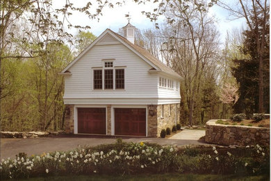 Inspiration for a detached two-car garage remodel in New York