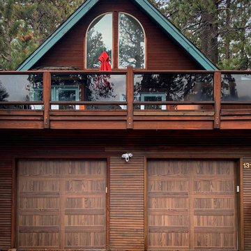 Stamped Carriage House Garage Doors - Dark Oak