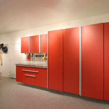 Tech Red Powder Coated Garage Cabinets