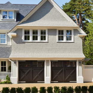 Inspiration for a large beach style attached double garage in Hertfordshire.