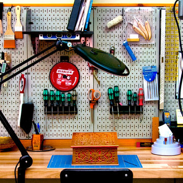 The Wall Control Master Workbench Pegboard Kit in action!