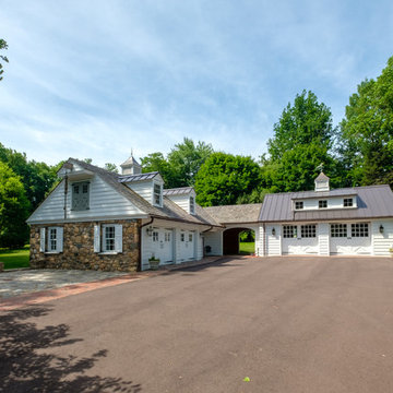 Traditional Colonial Estate Exterior, 4 Car Garage and Workshop