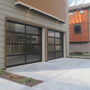 Upscale garage doors in urban custom home in Kansas City