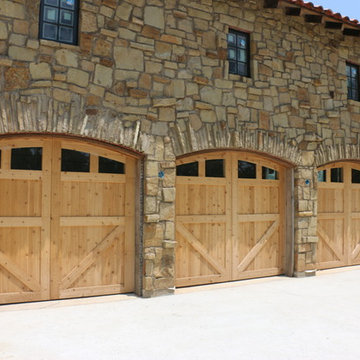 Vertical-lift real-wood overhead garage doors