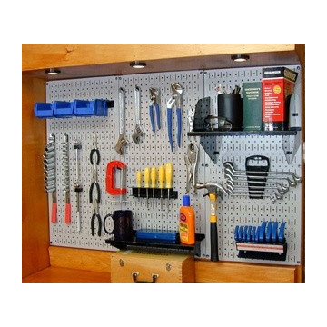 Wall Control Gray Metal Pegboard Standard Workbench Kit