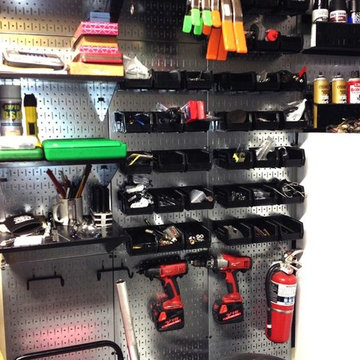 Wall Control Industrial Metal Pegboard can really clean up a work space while do