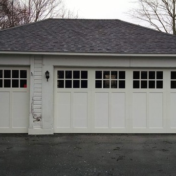 White Carriage House Garage Door with Square Windows