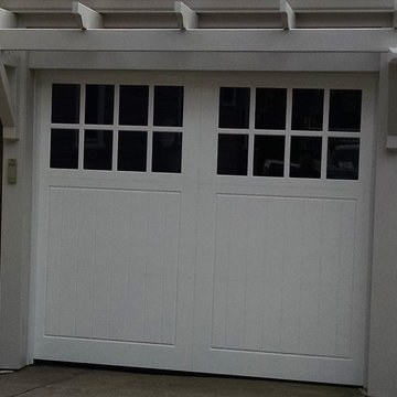 White Carriage House Garage Door with Square Windows
