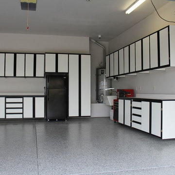 White Melamine Wall Mounted Modular Cabinets with Black Trim