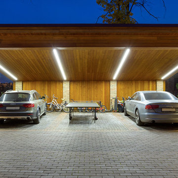 Навес (гараж)  на две машины в коттеджном посёлке Ла Променад 2 (Подмосковье)