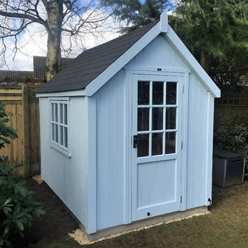 Classic Cosy Shed 8'x6' in Blue Mist for Bill in Nottingham - delivered and asse