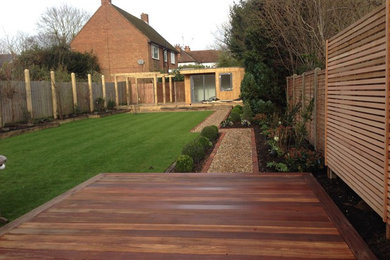 Contemporary family garden in Knebworth