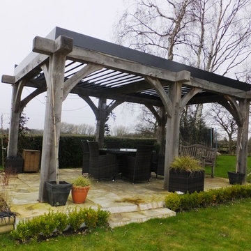 Louvered roof to existing timber garden frame