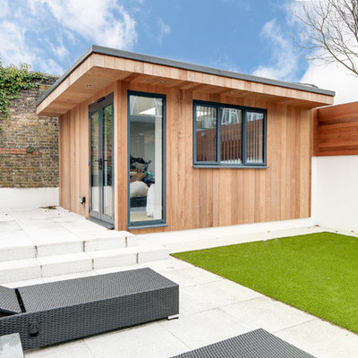 Inspiration for a small contemporary detached shed remodel in London